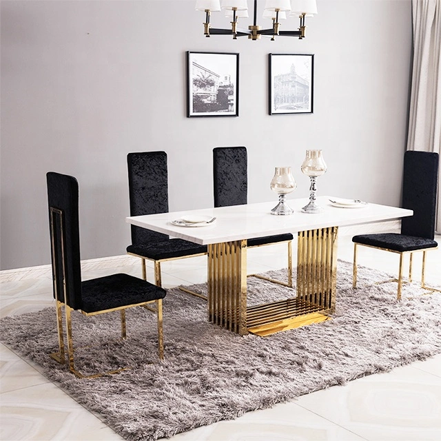 Modern Hotel Furniture Clear Glass Top Dining Table Set