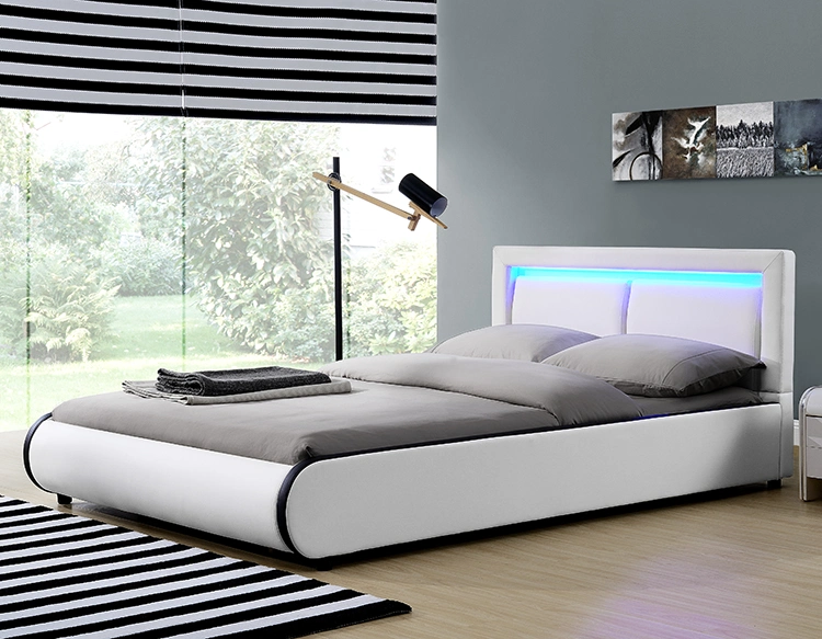 Willsoon Furniture 1124-1-2 Modern Bed Design Pillow Design Upholstered Headboard LED Bed