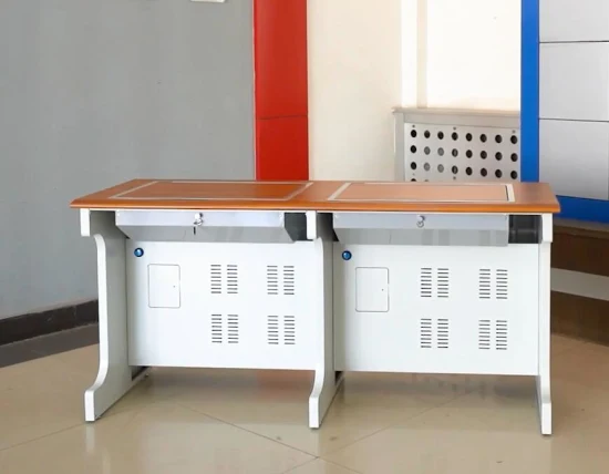 スチールオーディオビジュアルマルチメディア教室3人用ロック可能なジッパーコンピュータデスクテーブル